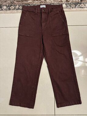 Studio Blue Chocolate Burgundy Utility Pocket Straight Leg Ankle Pants | Size 30